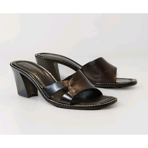 Donald J Pliner Brown Leather Block Heel Sandals 9.5M – Made in Italy, EUC - Picture 2 of 11